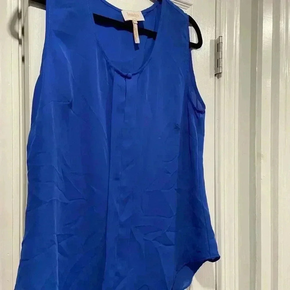 Laundry by Shelli Segal Cobalt Blue Semi Sheer Sleeveless Blouse Pleated Size M - Picture 6 of 10
